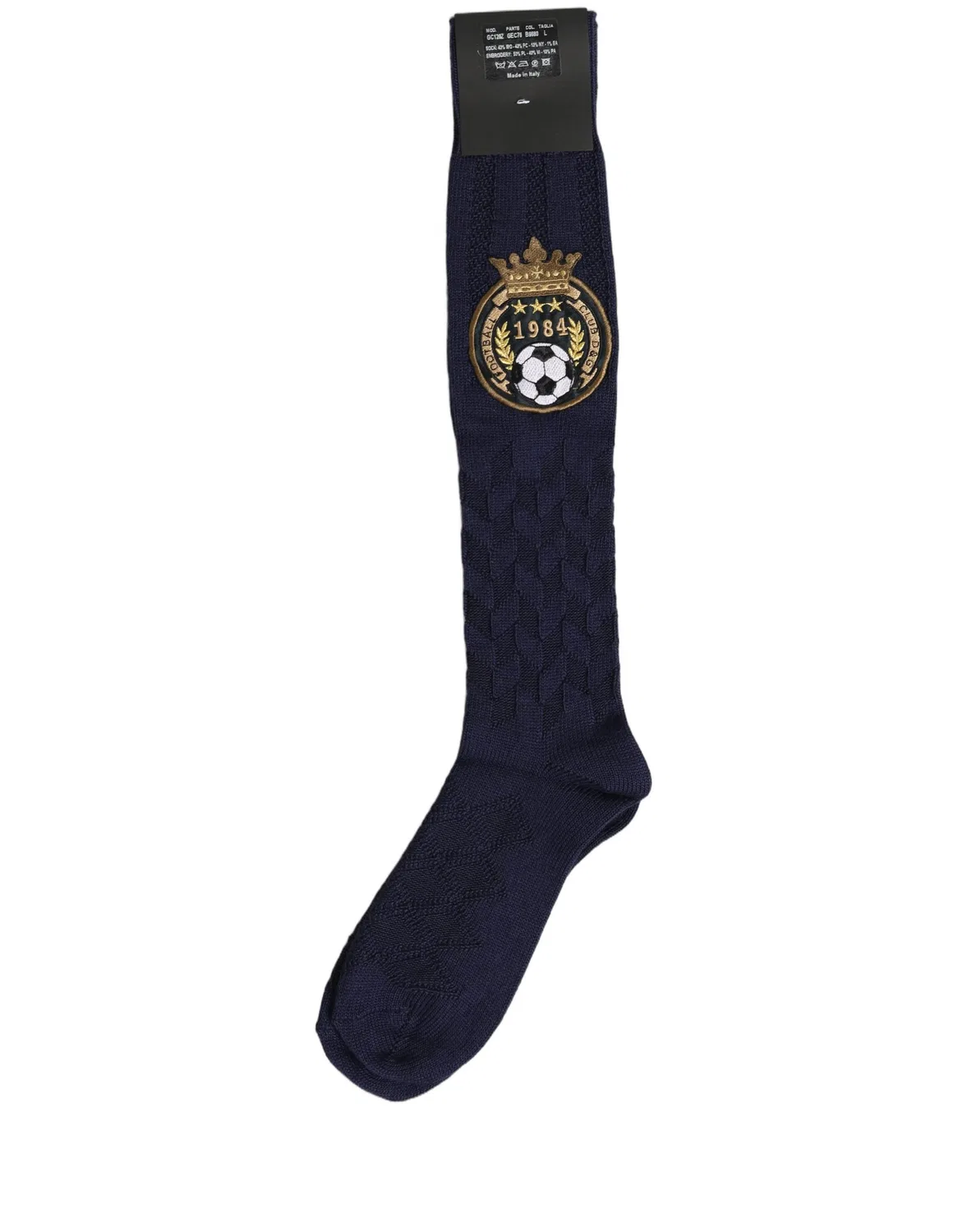 Мужские высокие носки с жаккардовым гербом Dolce & Gabbana, Navy Blue — фото 4
