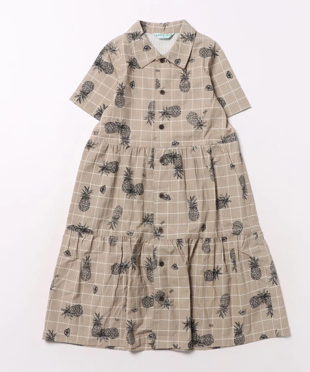 Детское платье с принтом Pineapple Check Print, hakka kids, Beige