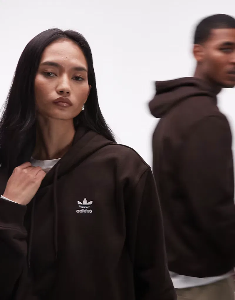 Худи Adidas Originals Essential свободного кроя, коричневый — фото 2