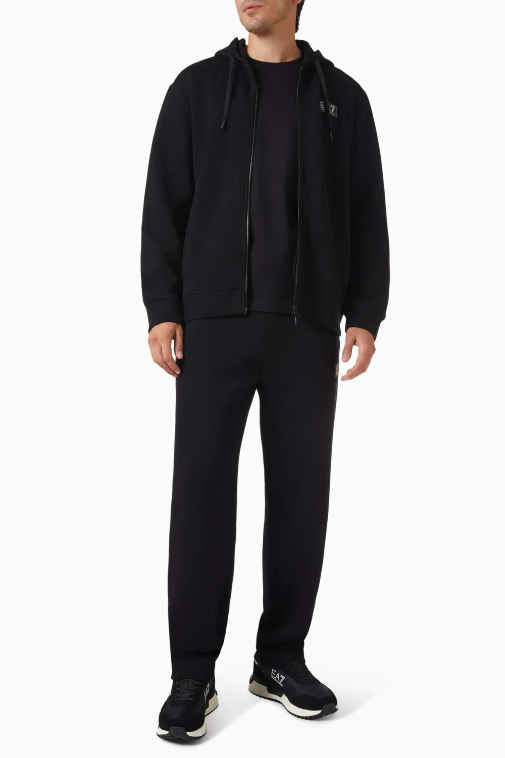 Брюки спортивные из джерси с логотипом Emporio Armani, черный — фото 2