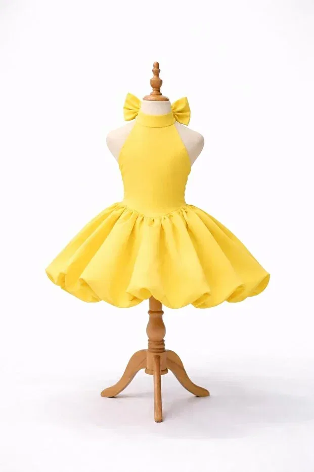 Детское платье для девочек без рукавов с принтом Balloon skirt Lunavella, Yellow — фото 2