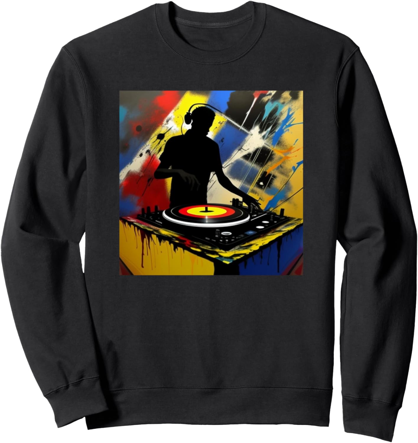 

Футболка с изображением силуэта диджея и разноцветным проигрывателем Dj Turntable Discjockey Men Women Kids Boys - Gift