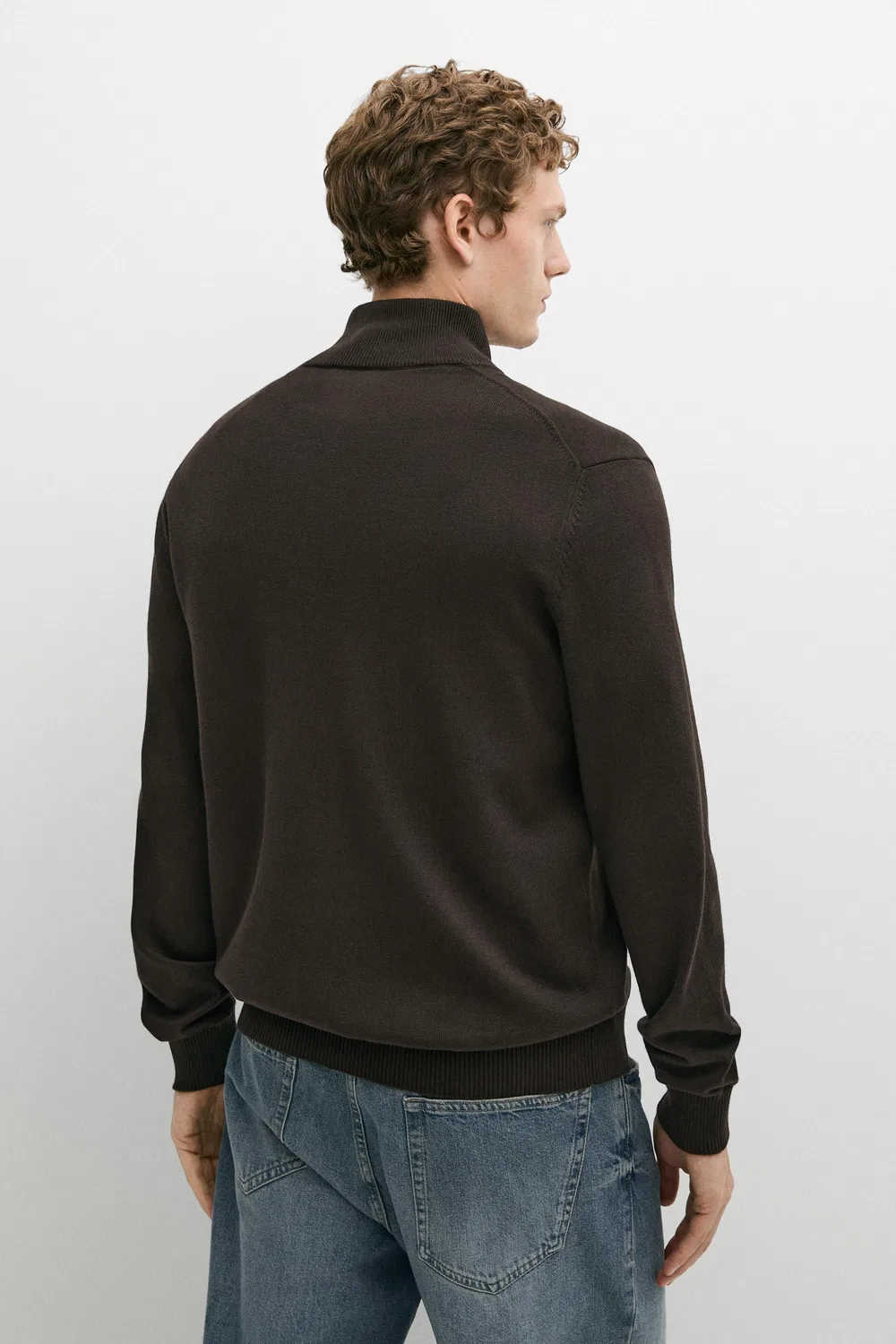Кардиган Massimo Dutti 100% Cotton Knit, коричневый меланж — фото 4