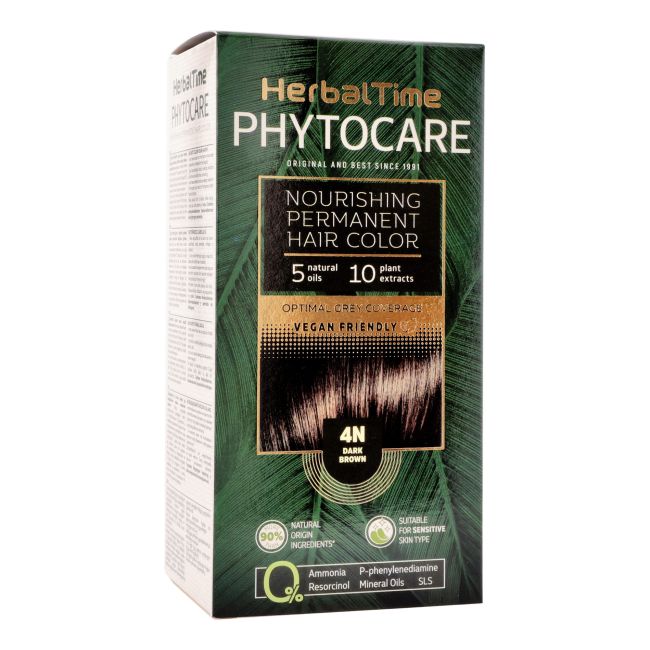 

Питательная стойкая краска для волос Phytocare Herbal Time, цвет 4n dark brown