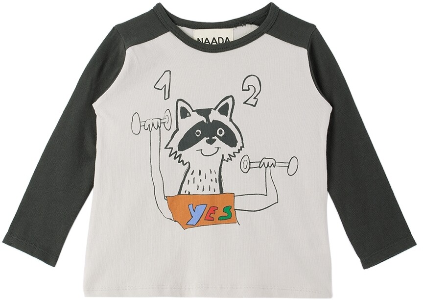 

Футболка с длинным рукавом Baby Grey 'Raccoon Saturday Workout' nadadelazos