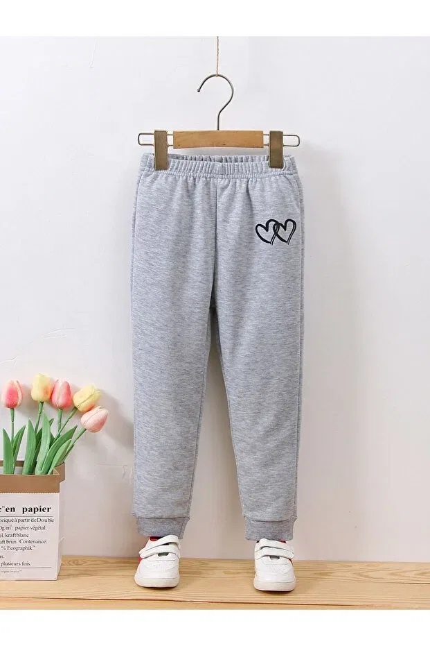 Детский спортивный костюм для мальчиков с принтом Gray Double Heart Printed Kids, Gray