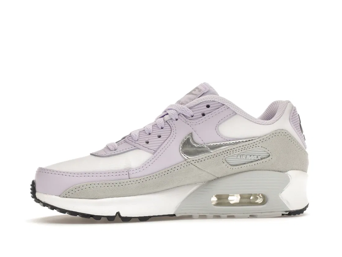Детские кроссовки Lifestyle Nike Air Max 90, White/Violet Frost/Pure Platinum/Metallic Silver — фото 3