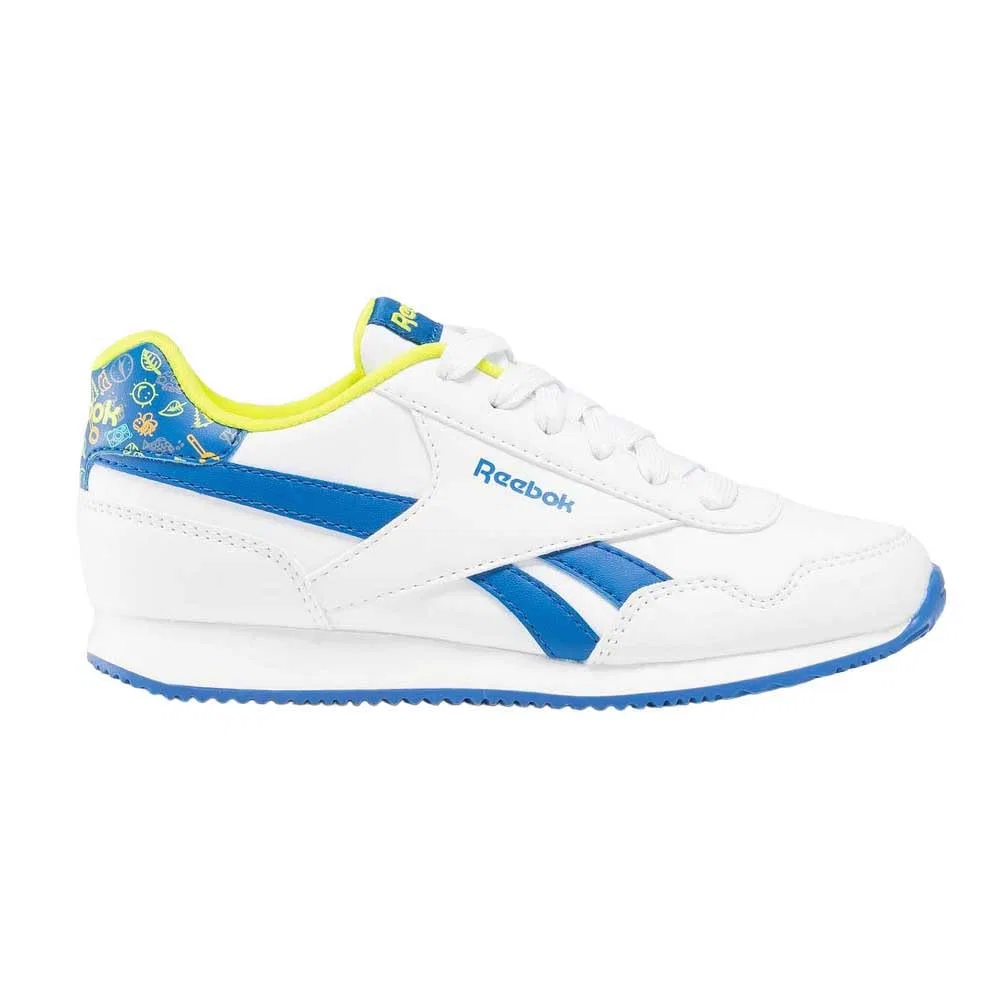 Детские кроссовки для мальчиков с закрытым носком Reebok Royal Classic Jogger 3 Shoes, White Vectorblue Acidyellow