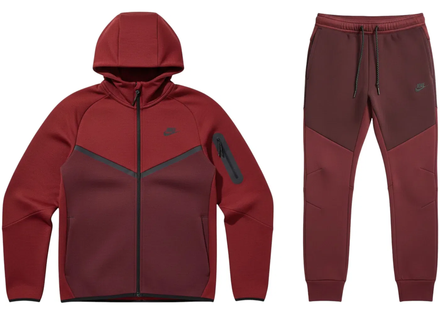 Мужской комплект из худи и джоггеров Nike Tech Fleece Windrunner Full Zip Set, Dark Team Red Burgundy Crush Black