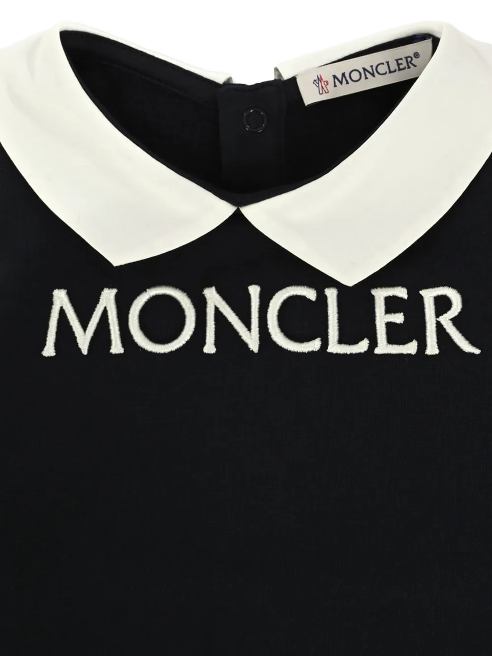 Комбинезон с логотипом и воротником Питер Пэн Moncler Enfant, синий — фото 3