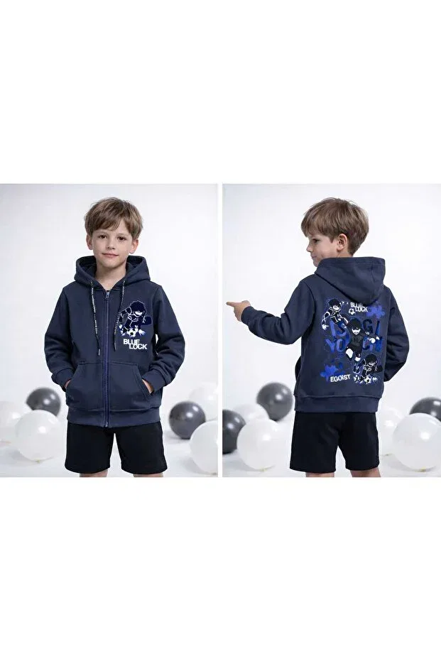 Детский кардиган с принтом Yetişkin Tekstil, Navy Blue