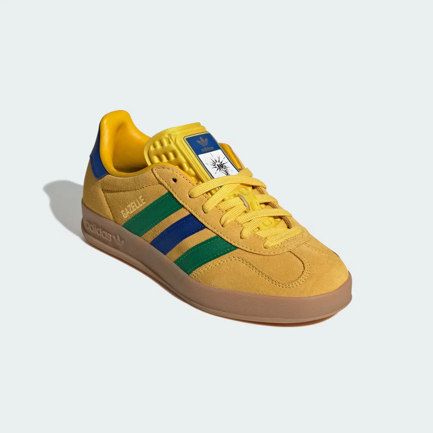 Детские кроссовки с полупрозрачной подошвой Gazelle Indoor Adidas Originals, желтый/синий/зеленый — фото 4