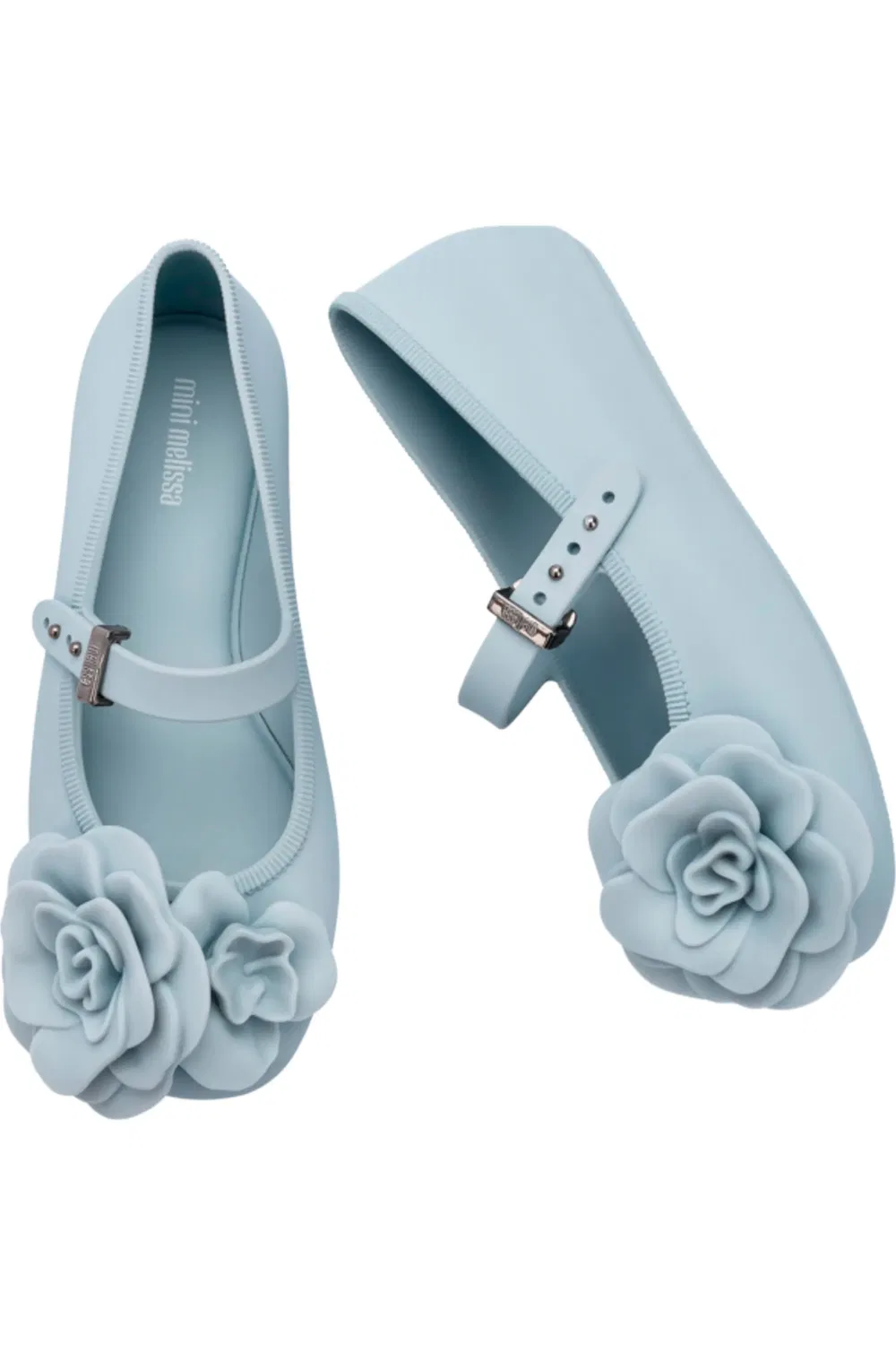 Детские туфли балетки с цветочными аппликациями Mini Melissa, синий — фото 3