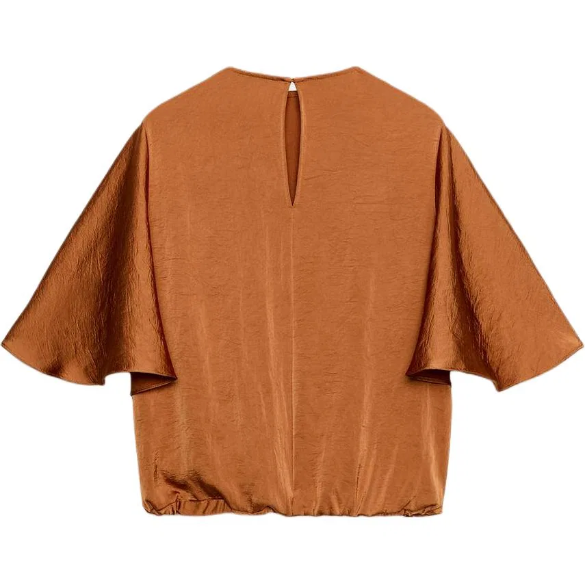 Женская рубашка с круглым вырезом Dark Orange ZARA, Dark Orange — фото 3