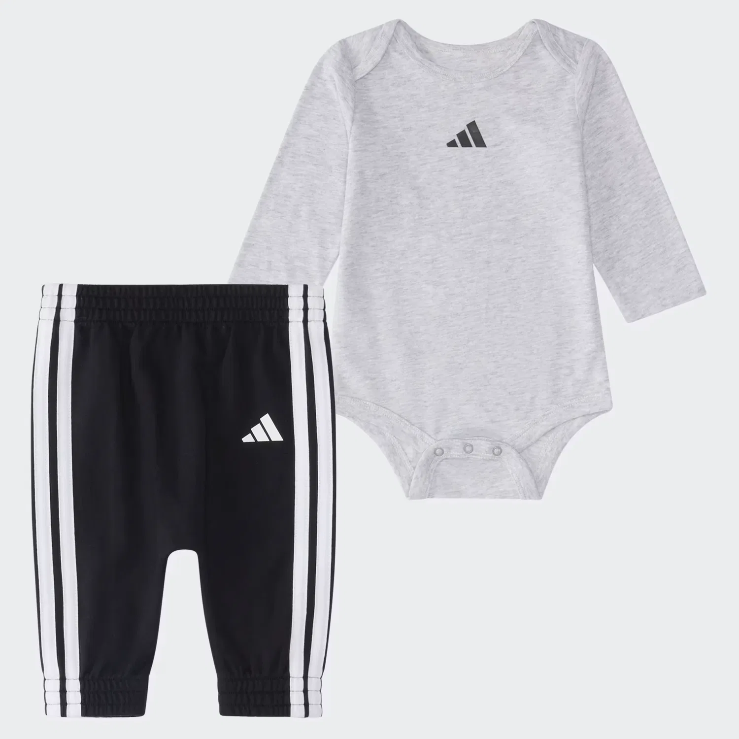 Детский комплект из боди и штанов с длинным рукавом Adidas Sportswear, серый меланж — фото 4