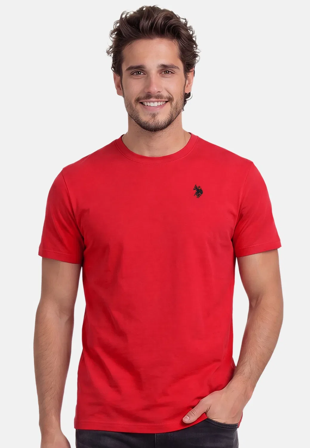 Мужская базовая хлопковая футболка U.S. Polo Assn., Red-Navy