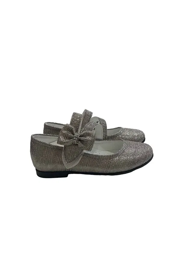Детские балетки для девочек без застежек Pappikids, Platinum