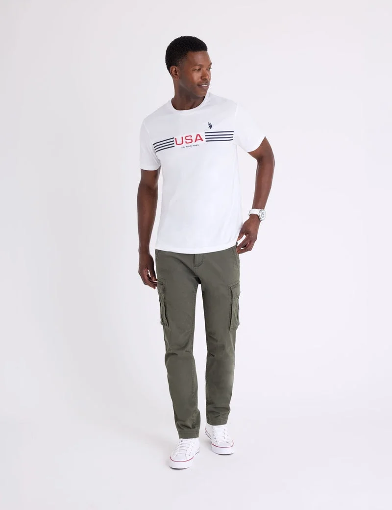 Мужская футболка U.S. Polo Assn. USA Embossed Chest Stripe, белый — фото 3
