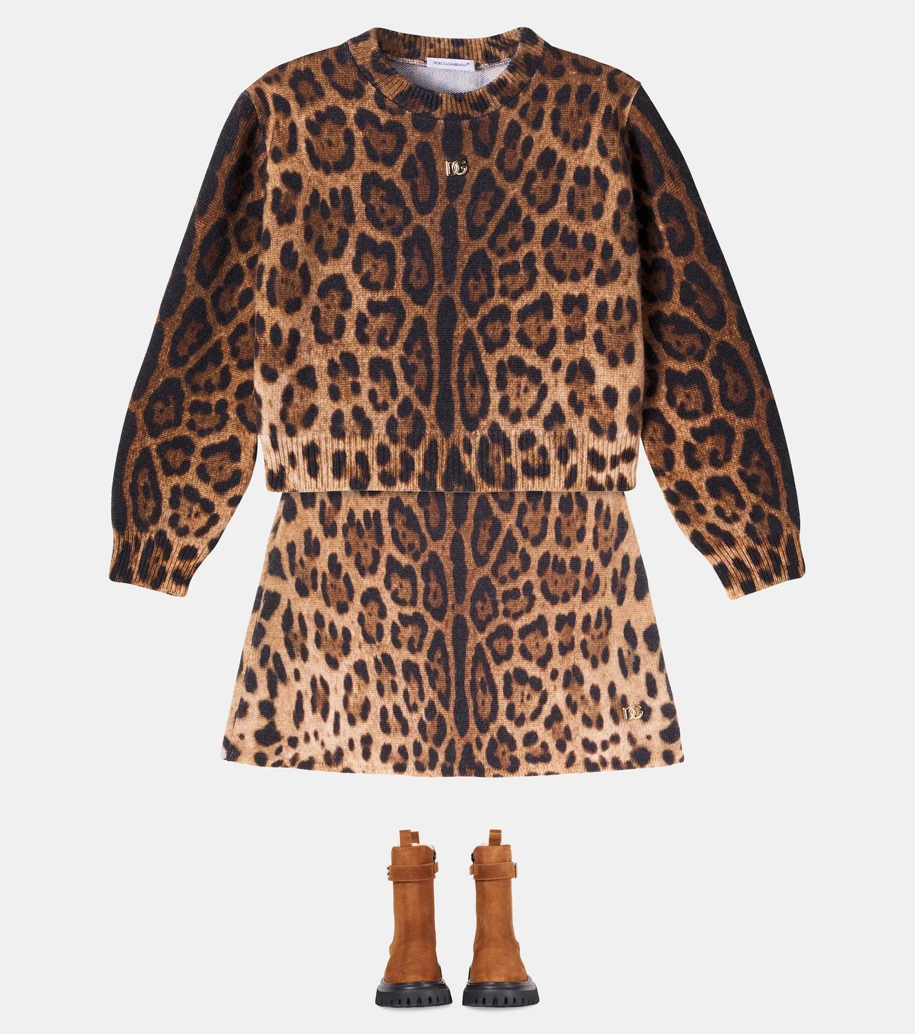 Свитер с леопардовым принтом Dolce&Gabbana Kids, коричневый — фото 2