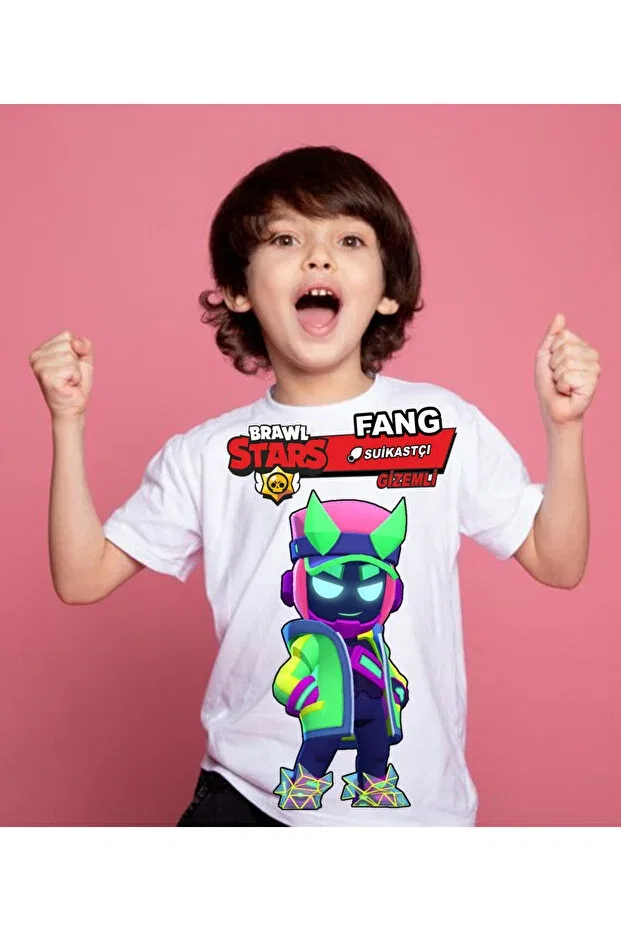 Детская футболка с принтом Brawl Stars Fangardian Fang Costume Home, Белый — фото 2