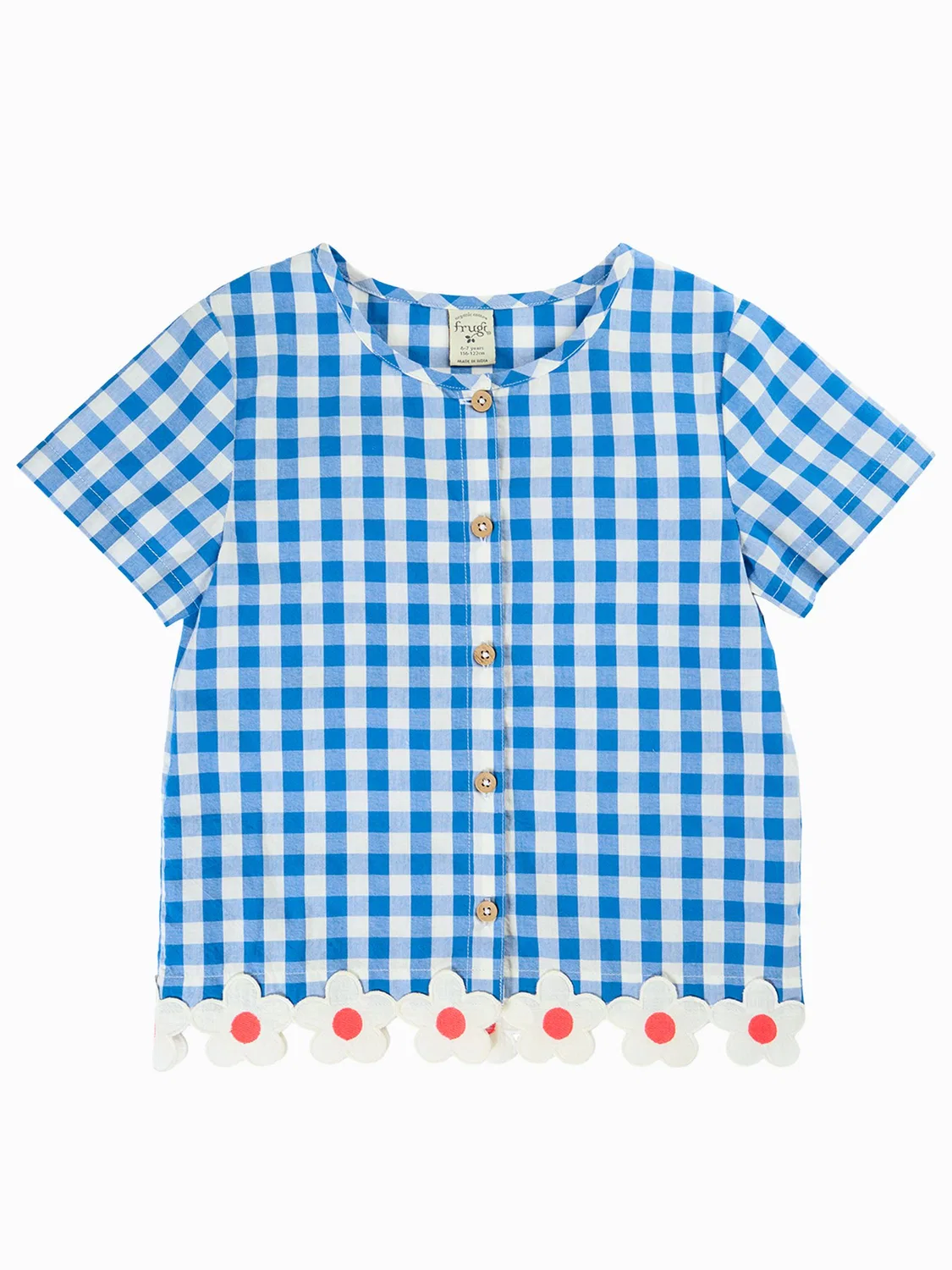 Рубашка с вышивкой Frugi, синяя — фото 3