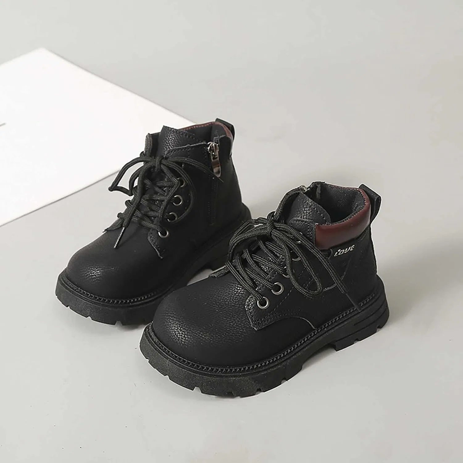 Детские ботинки для девочек с принтом на шнуровке SHOPESSA, Black — фото 3