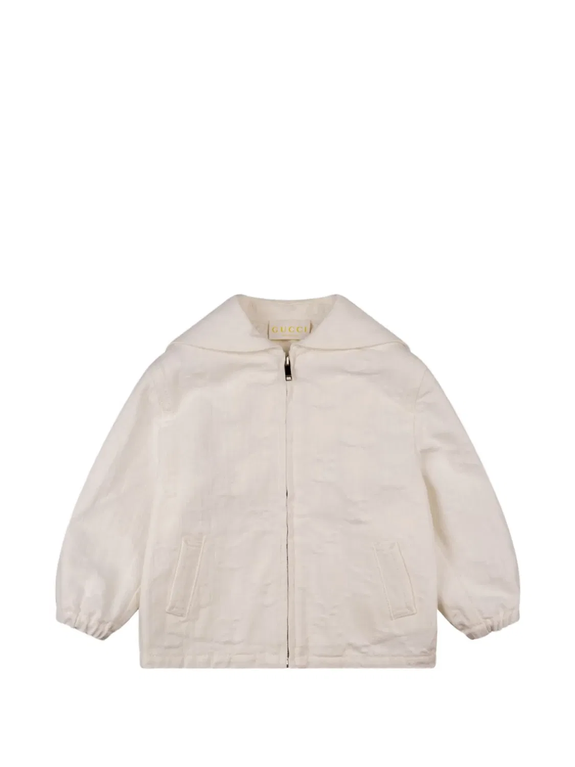 Жаккардовая куртка с матросским воротником и логотипом GG Gucci Kids, нейтральные цвета