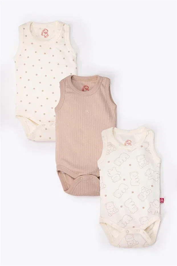 Детское боди-комбинезон с принтом Athlete body 3-piece (cute bear) Bebetto, Beige