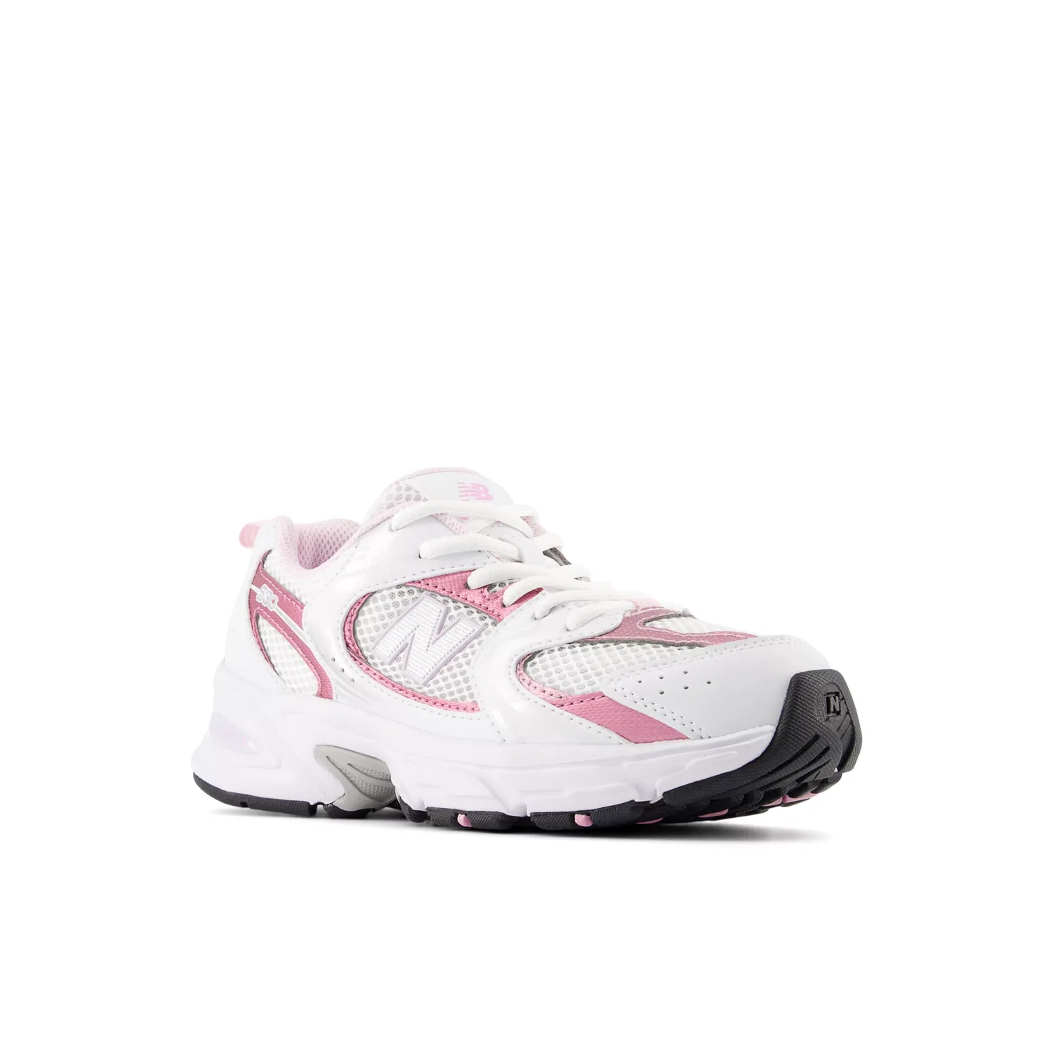Детские кроссовки на шнуровке 530 Lace New Balance, White With Pink Sugar — фото 2