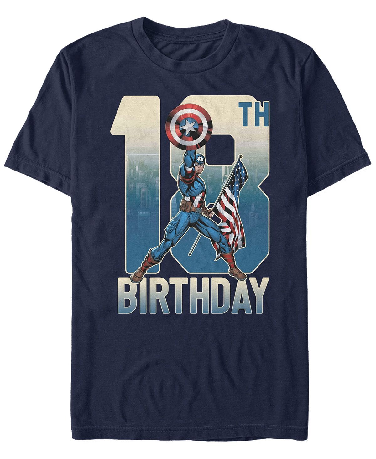 

Мужская футболка с коротким рукавом marvel captain america 18th birthday Fifth Sun, синий