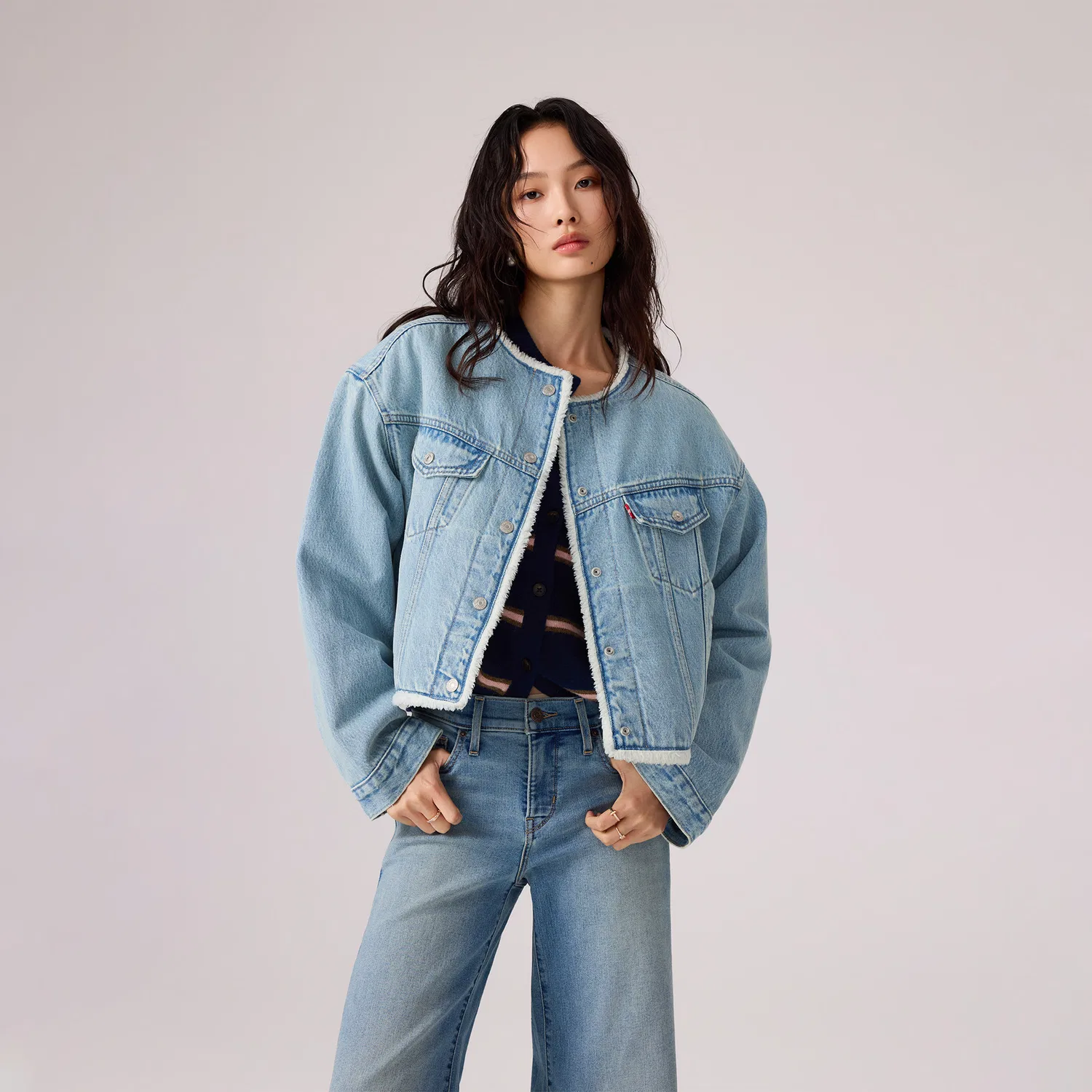 Женская джинсовая куртка прямого кроя Levi's, Light Blue — фото 4