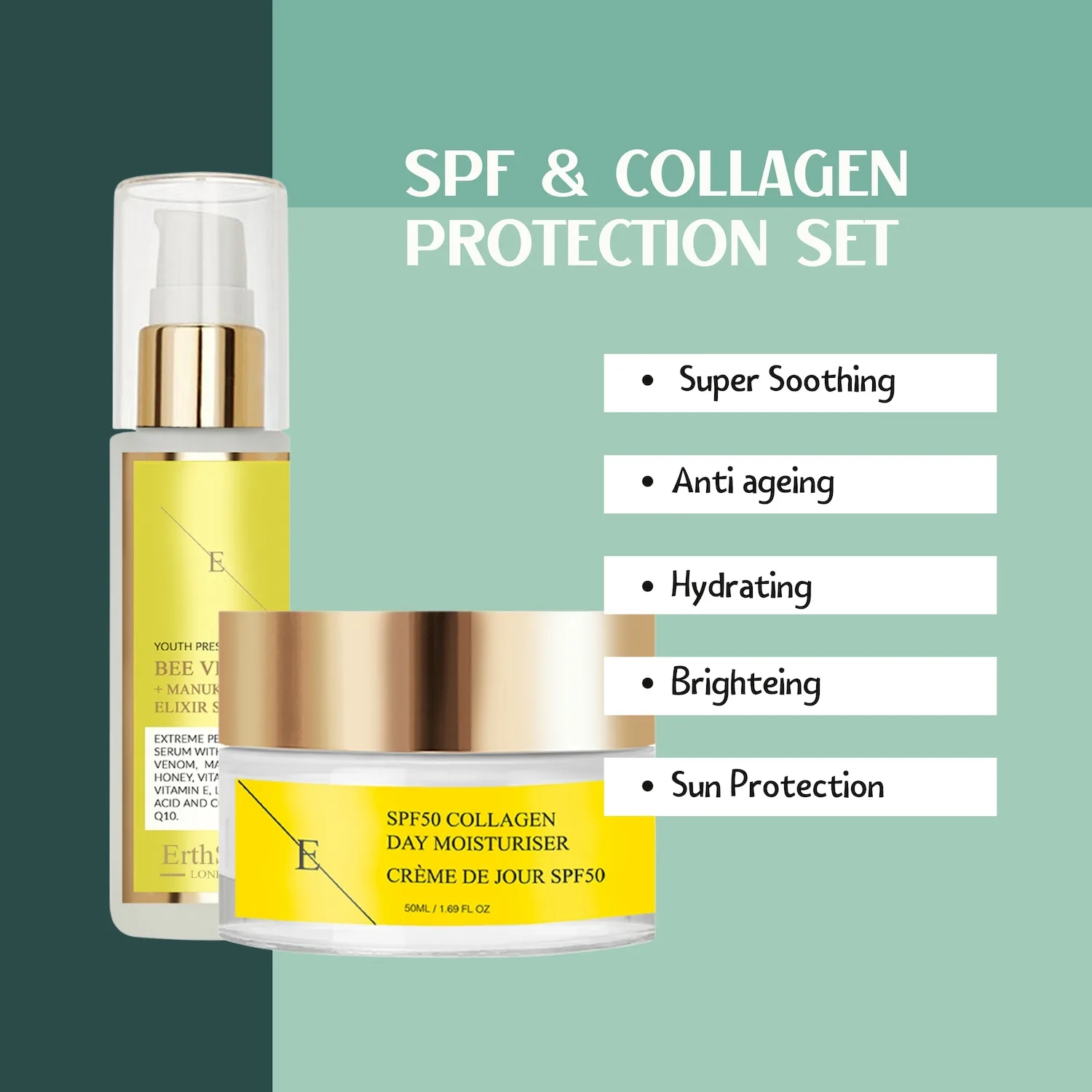 Набор ErthSkin London — Для ухода за лицом Bee Glow + SPF-защита , 1 шт, 60 мл — фото 2
