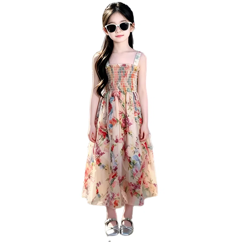 Детское платье для девочек без рукавов с юбкой миди Camisole Moderate Midi Skirt YALU