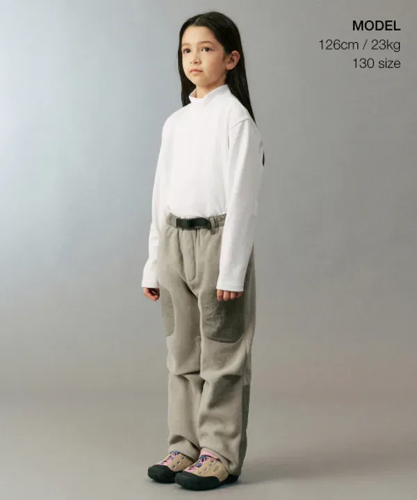 Флисовые брюки на поясе, Musinsa Standard Kids, серо-бежевый — фото 2