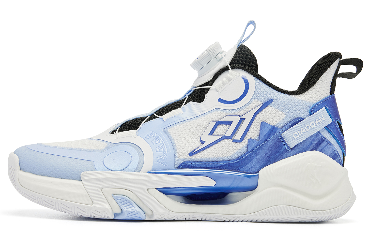 

QIAODAN Детские баскетбольные кроссовки Phantom Cushioning с низким износом, синие, белые, для подростков
