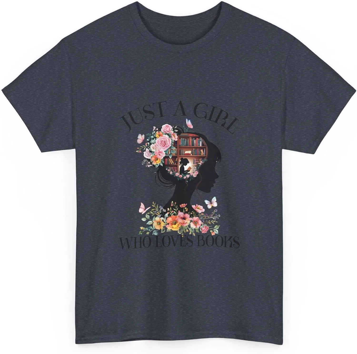 Мужская футболка с принтом Book Lover Unisex Tee, тёмно-синий меланж — фото 3
