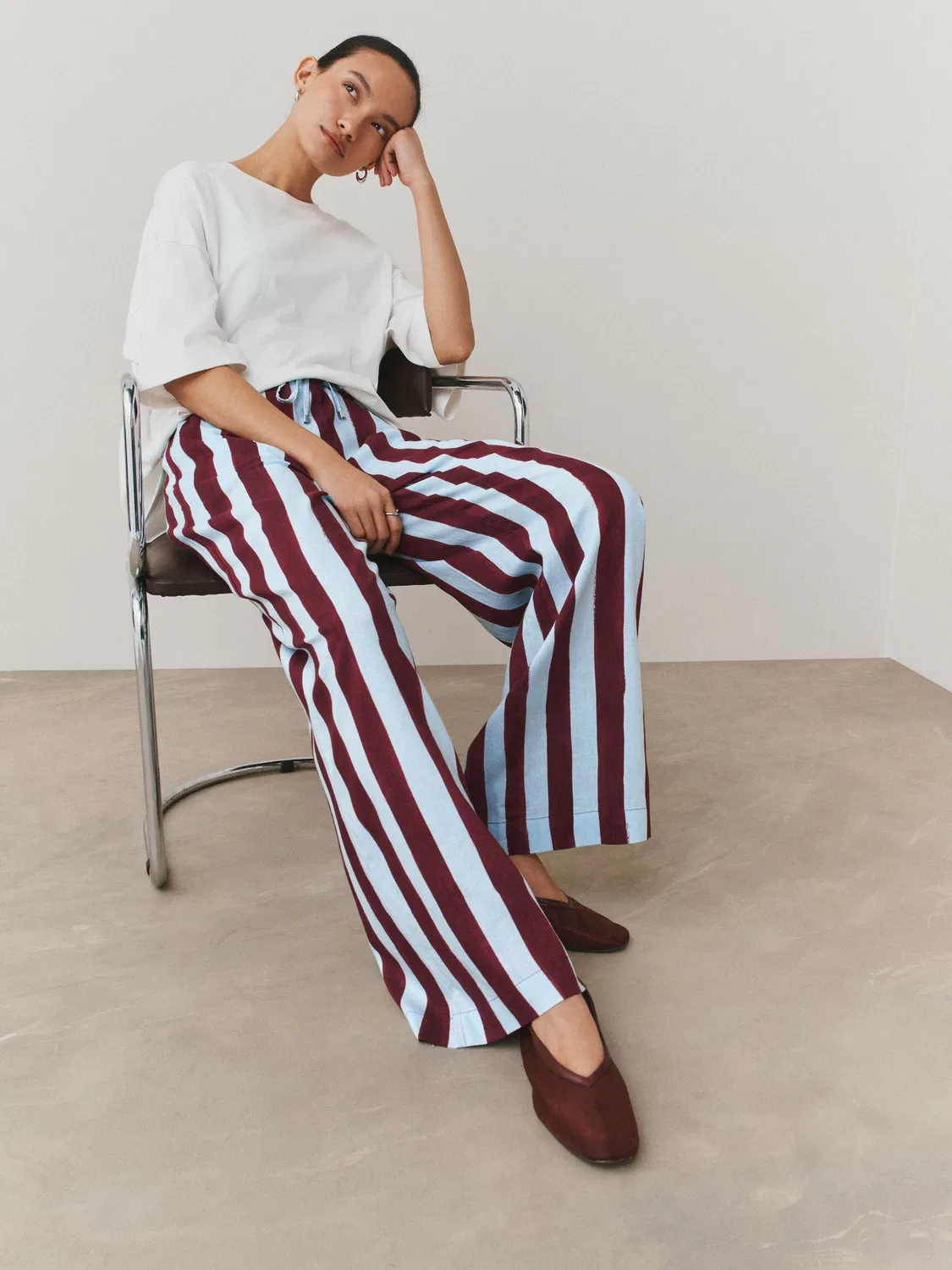 Брюки широкие Neutral/Stripe Next, нейтральный/полоска — фото 2