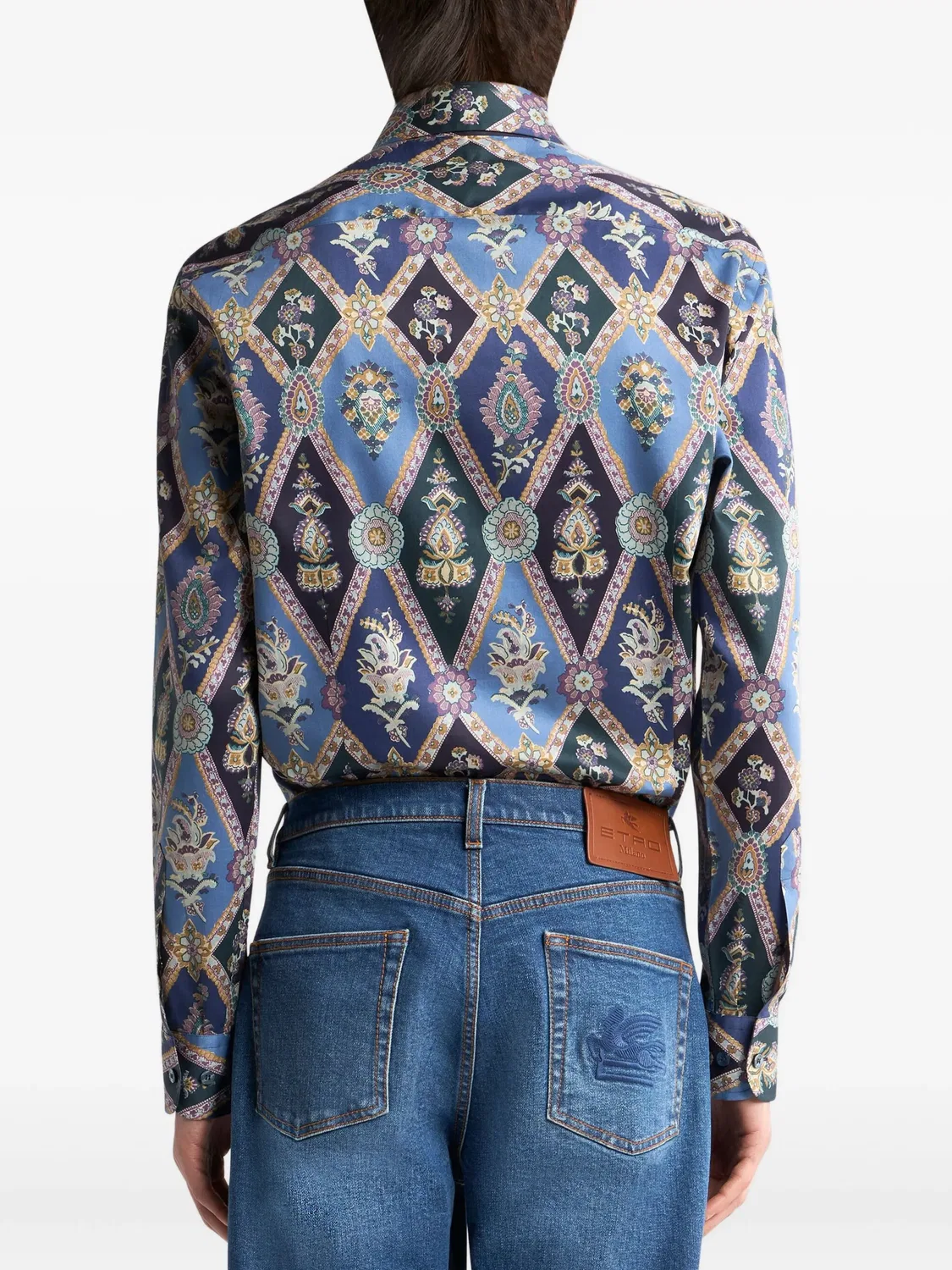 Хлопковая рубашка с пейсли, синяя ETRO, синий — фото 4