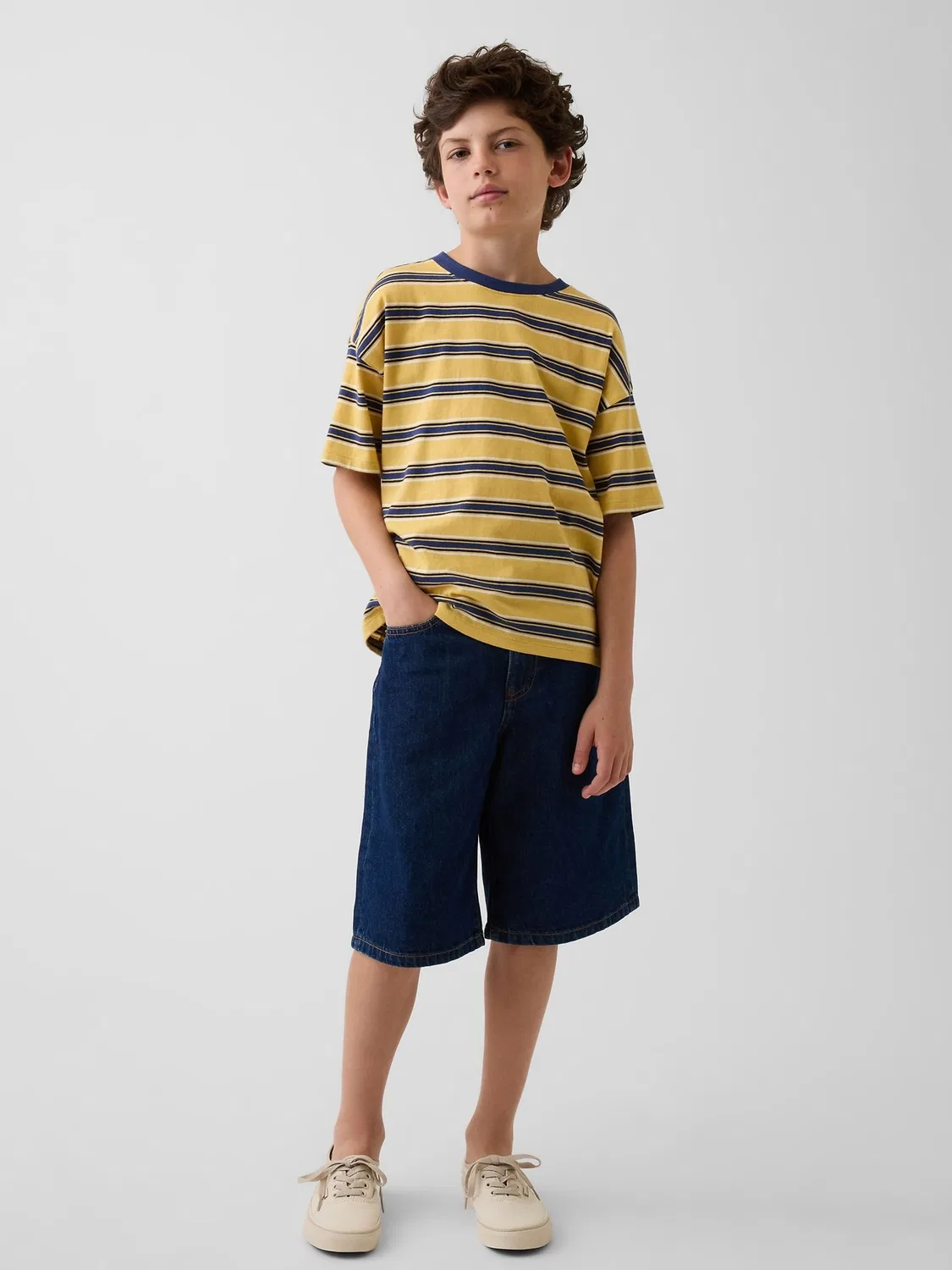 Шорты джинсовые свободные Gap Dark Wash, Dark Wash — фото 3