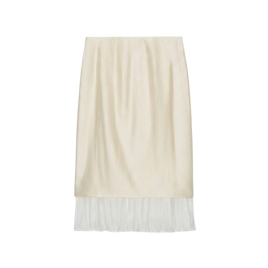 Женская юбка-миди с длиной ниже колена ZARA, Raw White — фото 3