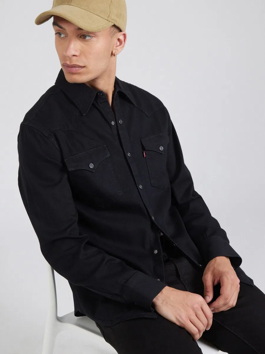 Рубашка LEVI'S Regular fit Button Up Shirt 'Barstow Western Standard Fit Shirt' черного цвета — фото 2