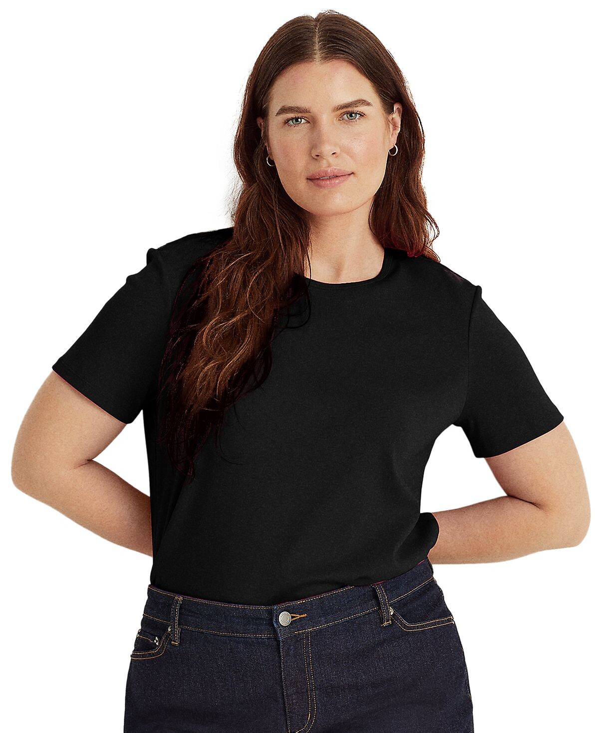 

Эластичная хлопковая футболка больших размеров Lauren Ralph Lauren, мульти