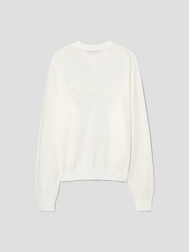 Свитер свободного кроя Le Sweater Brode JACQUEMUS, Off-White — фото 2