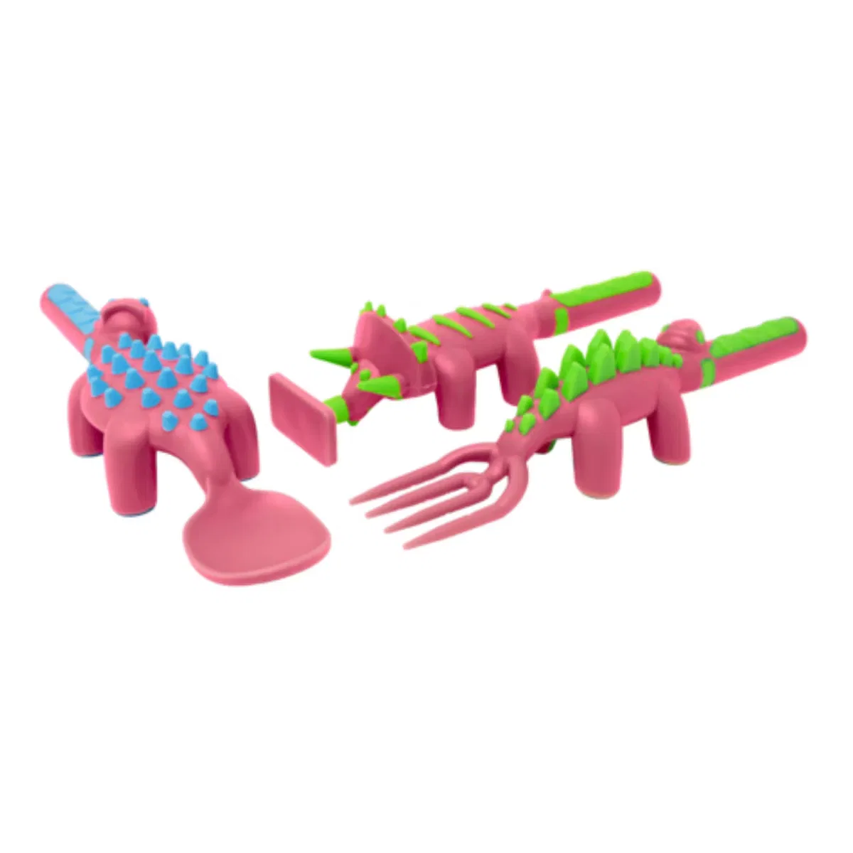 Детский набор столовых приборов 3 предмета с дизайном динозавров Dino Constructive Eating, Pink