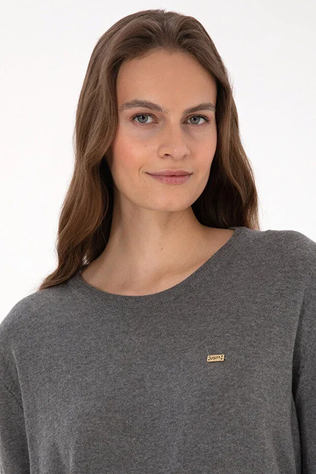 Женский свитер с длинным рукавом U.S. Polo Assn., Gray Melange — фото 2