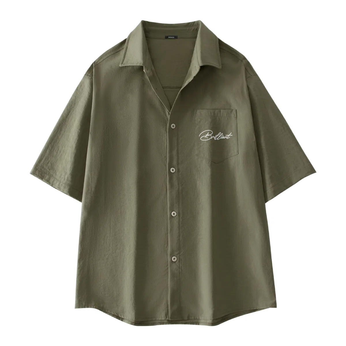 Детская рубашка с кубинским воротником MINISO, Army Green