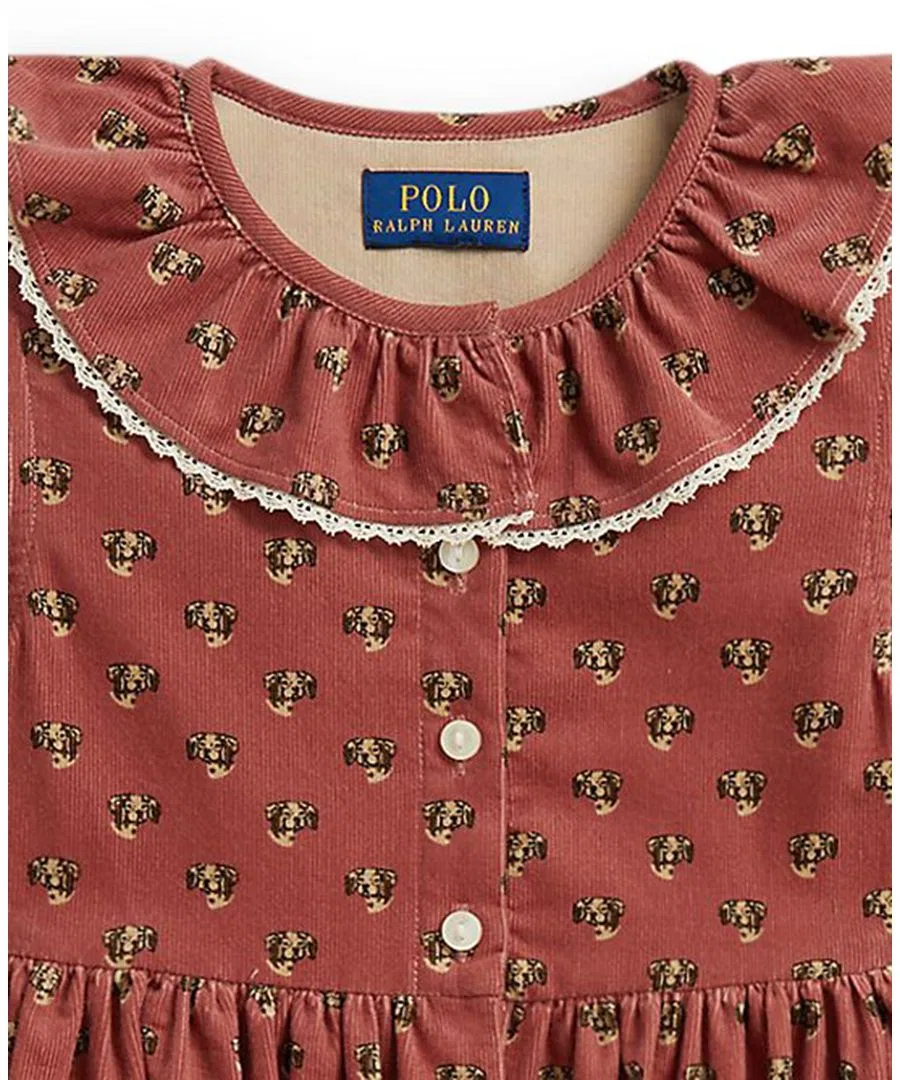 Платье-трапеция из хлопкового вельвета с принтом Polo Ralph Lauren, King Charles Convo Pink — фото 4