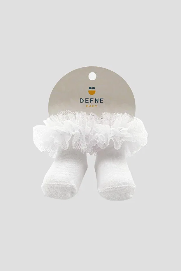 Детские пинетки для девочек с оборками Defne Baby, White