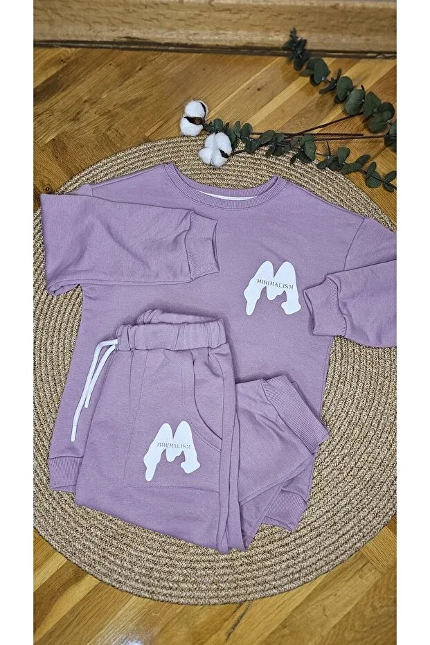 Детский комплект спортивного костюма с графическим принтом Butik, Purple
