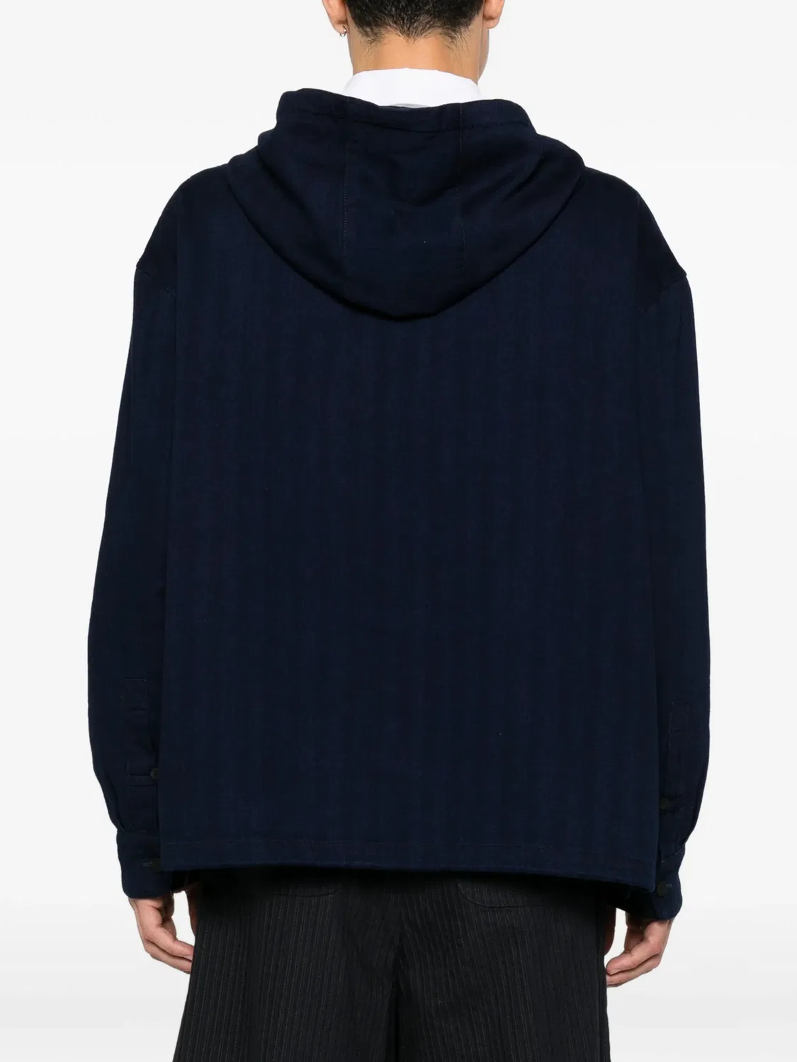 Рубашка с капюшоном в елочку синяя Jacquemus, синий — фото 4